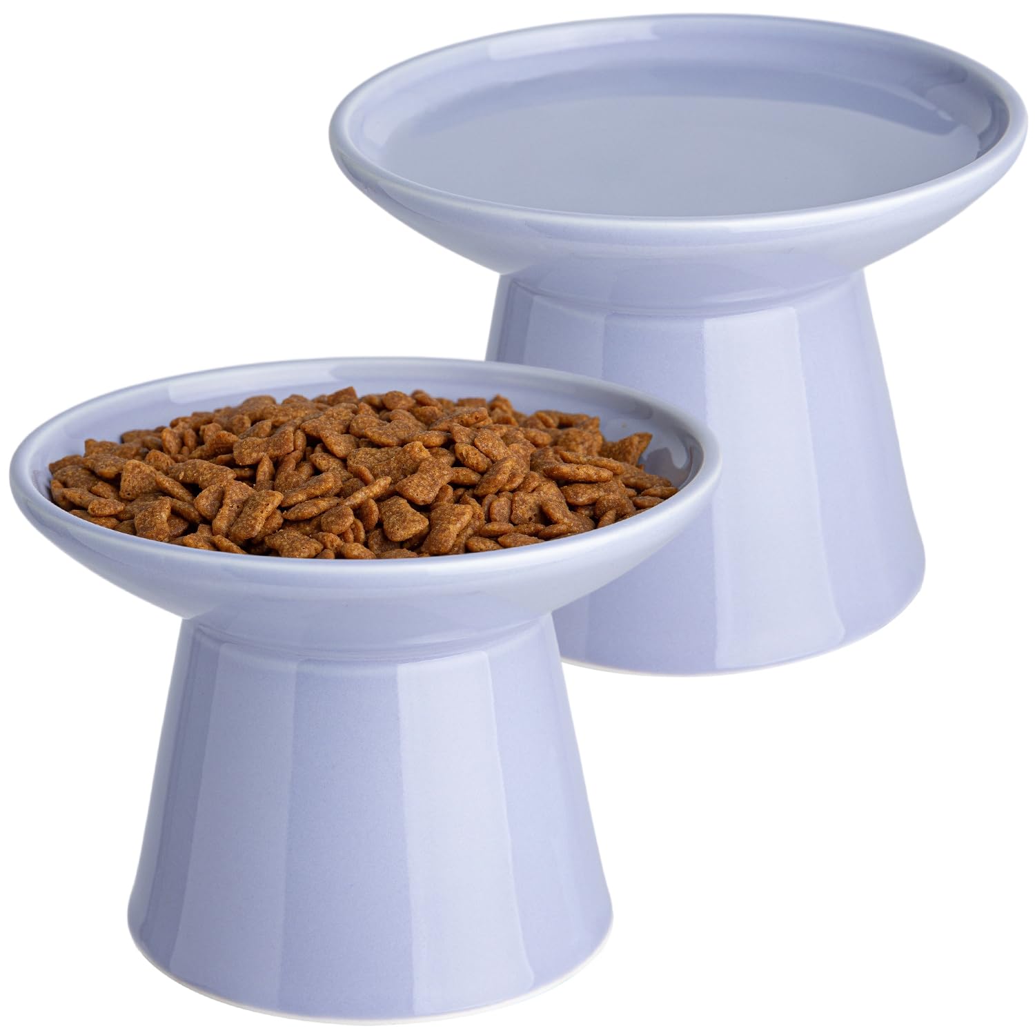 Photo 1 of KITCHENLESTAR 6.2 Inch Extra Wide Elevated Ceramic Cat Bowls, Food and Water Bowl Set for Elder Big Cats Small Dogs, Raised Design for Pet Easy Eating, Protect Cat's Spine Set of 2(Light Purple)