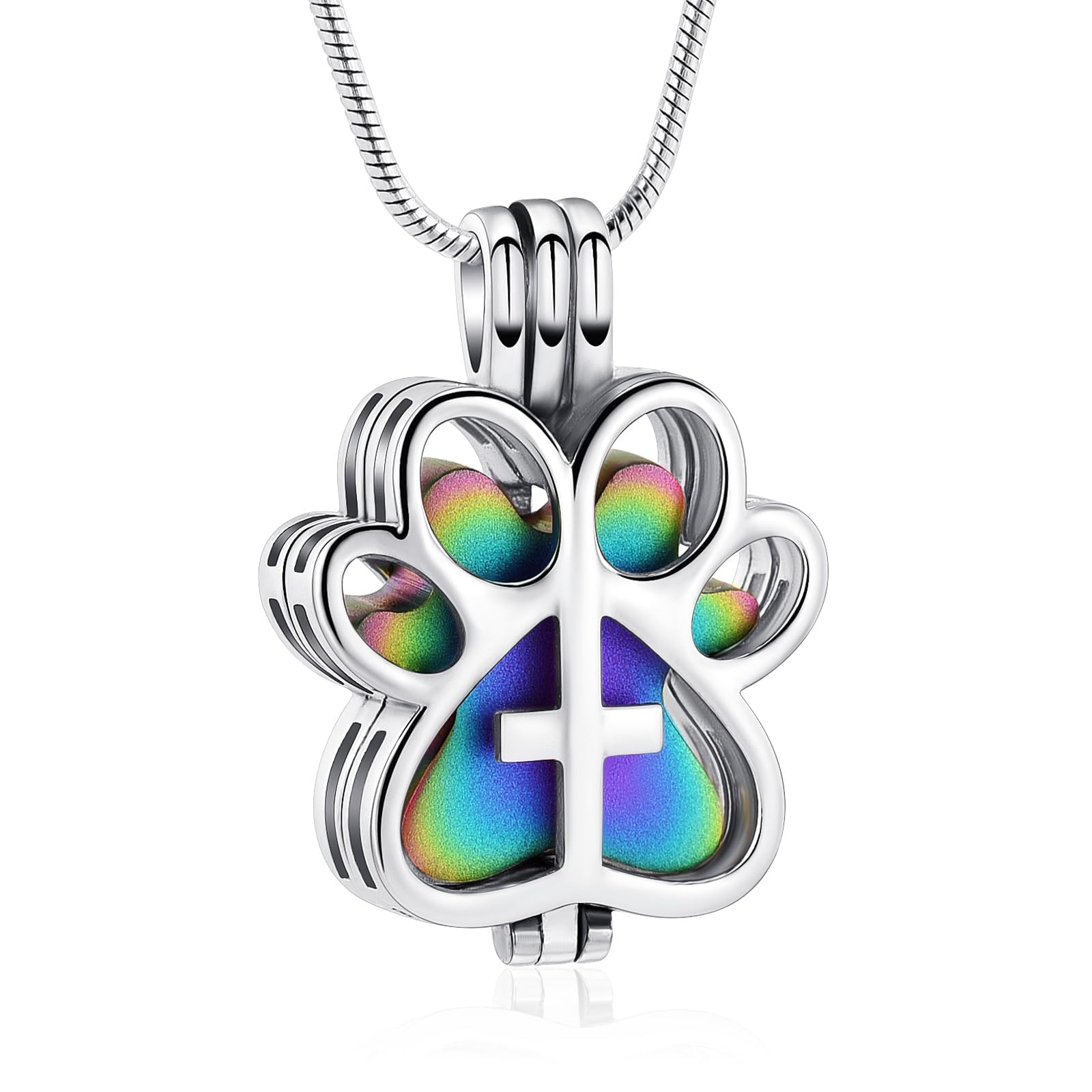 Pet Cremation Jewelry for Dog/Cat Paw Stainless Steel Memorial Locket Urn Necklace with Hollow Urn Cremation Jewelry for Ashes
