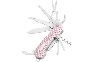 FantastiCAR 15 in 1 Multi-Tool, EDC Folding Pocket Knife with Premium Gift Box for Camping, Fishing, Hunting, Survival, Outdoor (Pink)