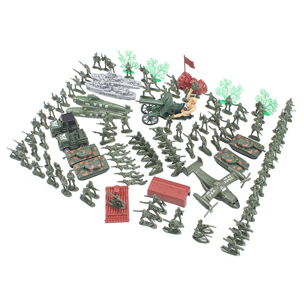 LICHENGTAI Military Playset - 120 Pcs Army Soldiers Toy Figures Set with Mini Plastic Soldier Figures for Kids Boys