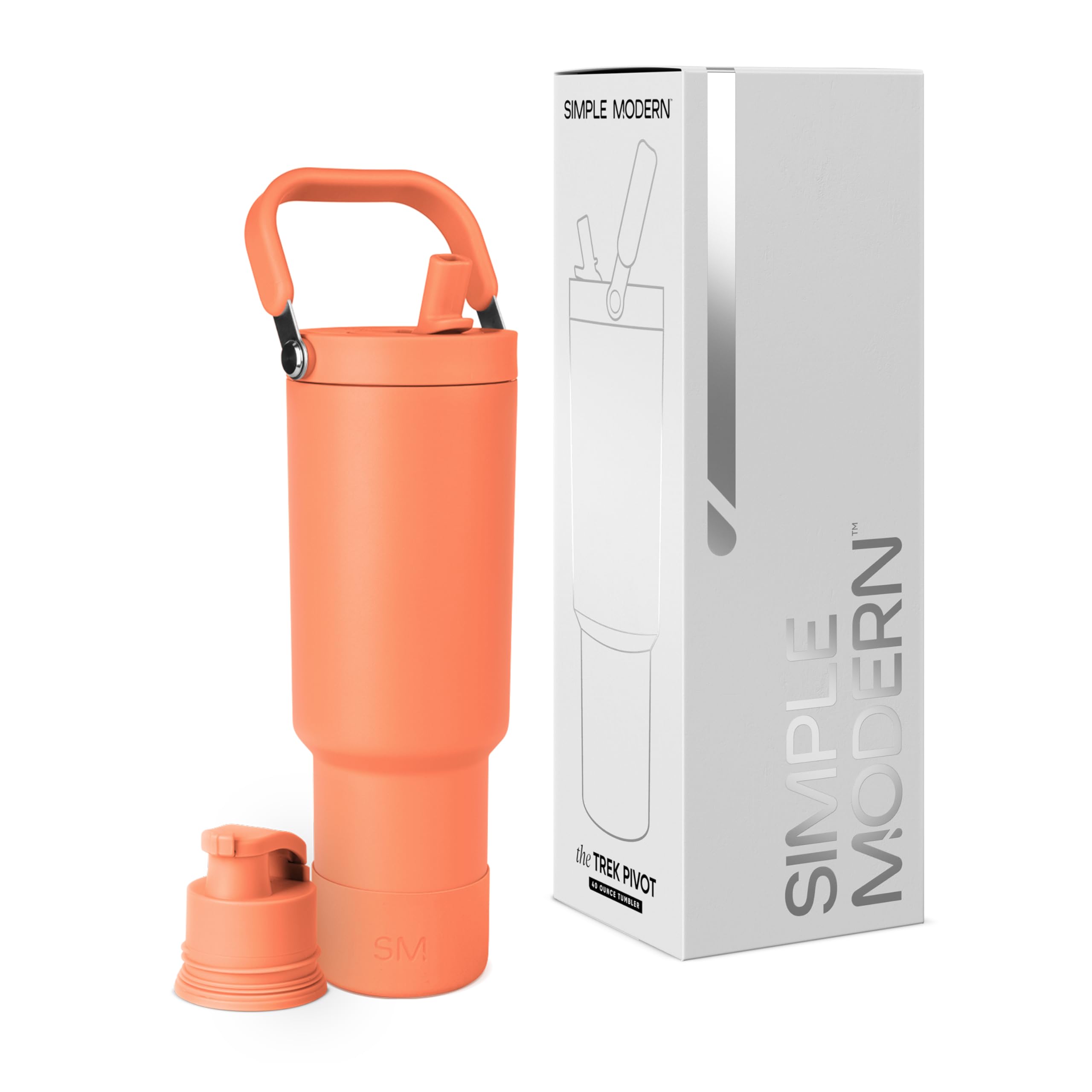 Simple Modern Trek Pivot | 40oz Flip Straw Tumbler with Handle | Water Bottle & Boot | Interchangeable Straw & Chug Lids | Insulated Stainless Steel Jug | Gym Sports Outdoors | Clementine Image