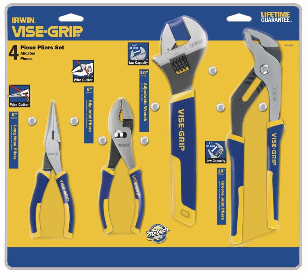 IRWIN Vise-Grip Pliers & Wrench Set, 4-Piece (2078705), Blue