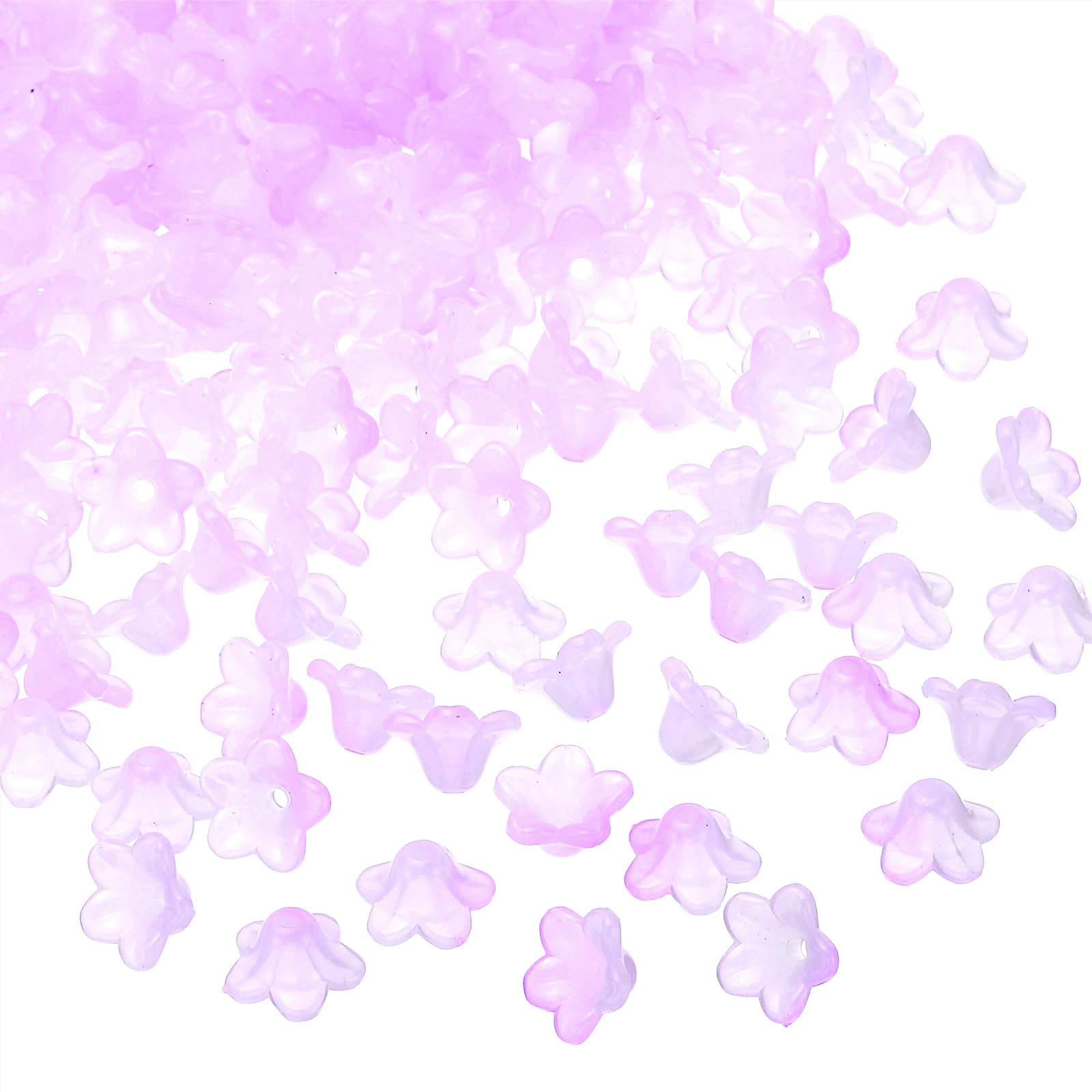 PATIKIL 0.3x0.5 Frosted Flower Beads, 300Pcs Acrylic Trumpet Flower Beads for Bracelets, Earrings, Necklaces, Jewelry Making and DIY Crafts, Lilac Purple