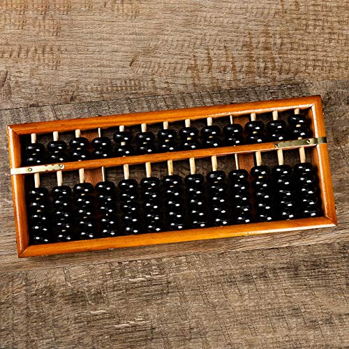 Asian Home Vintage-Style 13 Column Rods Wooden Abacus Professional Soroban Chinese Japanese Calculator Counting Tool (Large) - 14.5" x 6"