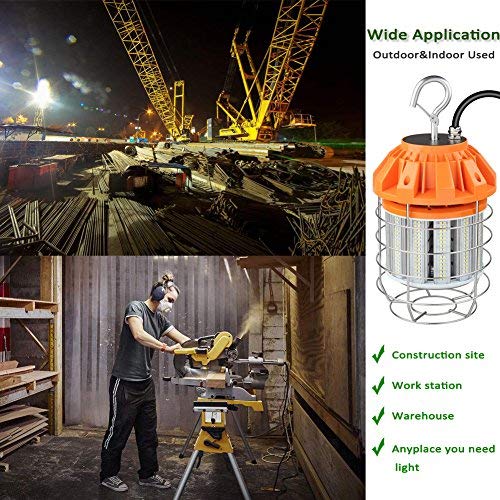 125W Led Temporary Work Light, 16800Lumen LED High Bay Light(900W Equiv) 5000K Outdoor Construction Lights with Stainless Steel Guard & Hook, LED Portable Hanging Lighting for Indoor Outdoor Jobsite - Thumbnail 6