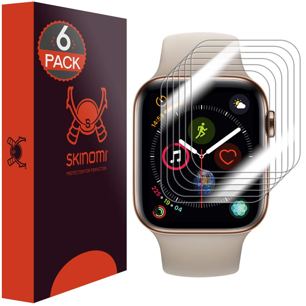 Apple Watch Series 4 Screen Protector (44mm)[Slim Design](6-Pack), Skinomi® TechSkin Screen Protector for Apple Watch Series 4 Clear HD Anti-Bubble Film