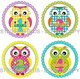 Baby Girl Month Stickers Monthly Baby Milestone Stickers Bodysuit Stickers Colorful Owl III Lilac Purple Blue Pink Yellow