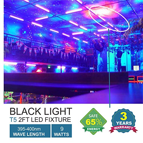 Barrina UV LED BlackLight bar 9w 2ft T5 Integrated Bulb Black Light Fixture For Blacklight Poster and Party Fun Atmosphere with Built-in ON/OFF Switch (4-pack)