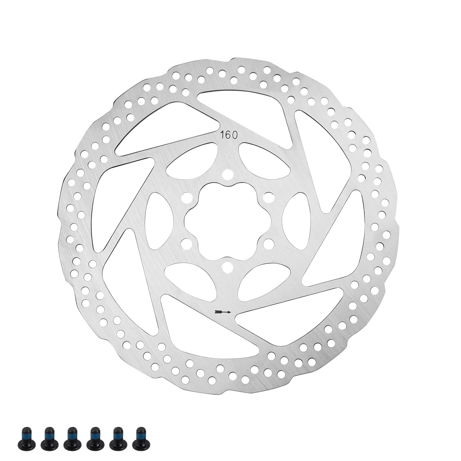 Bicycle Brake Disc, JANDH 160 mm Bicycle Disc Brake Rotor, Stainless Steel Brake Disc, Rust Resistant and Wear-resistant, Suitable for 44 mm Centre Distance