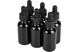NOOEEISS 6 Pcs, 1oz Dropper Bottle, Black Glass Eye Dropper Bottle,Tincture Bottles with Dropper, Leak-Proof Design, Stronger Suction, for All Kinds of Mixed Liquids