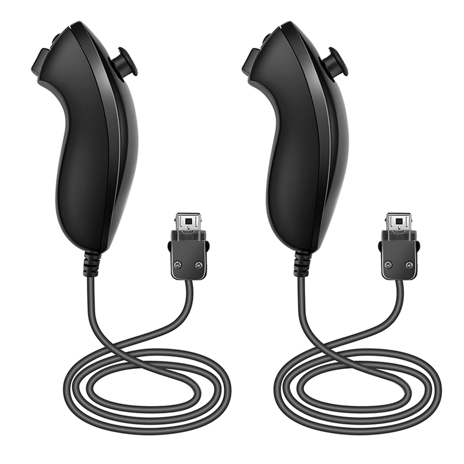 NC Nunchuck Controller Joystick Gamepad Replacement for wii Nunchuck Controller, Compatible with Nintendo Wii & Wii U Video Game Gamepads. (Black 2PCS)