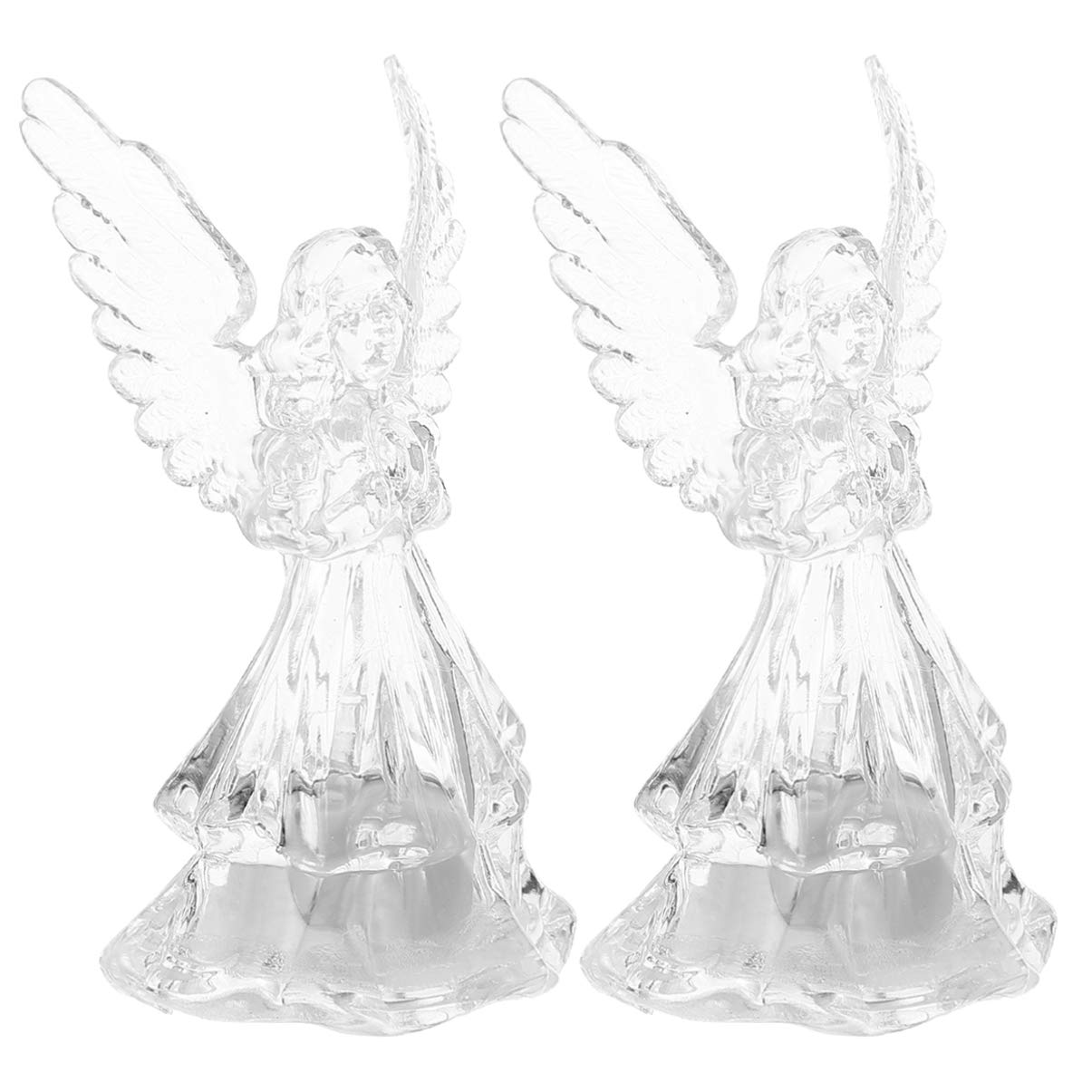 TOYANDONA 2pcs Acrylic Angel Led Lighted Sparkling Figurines Prayer Angel Statues Home Decorative Decor Figurine Angels Statue Xmas Ornaments Decorations