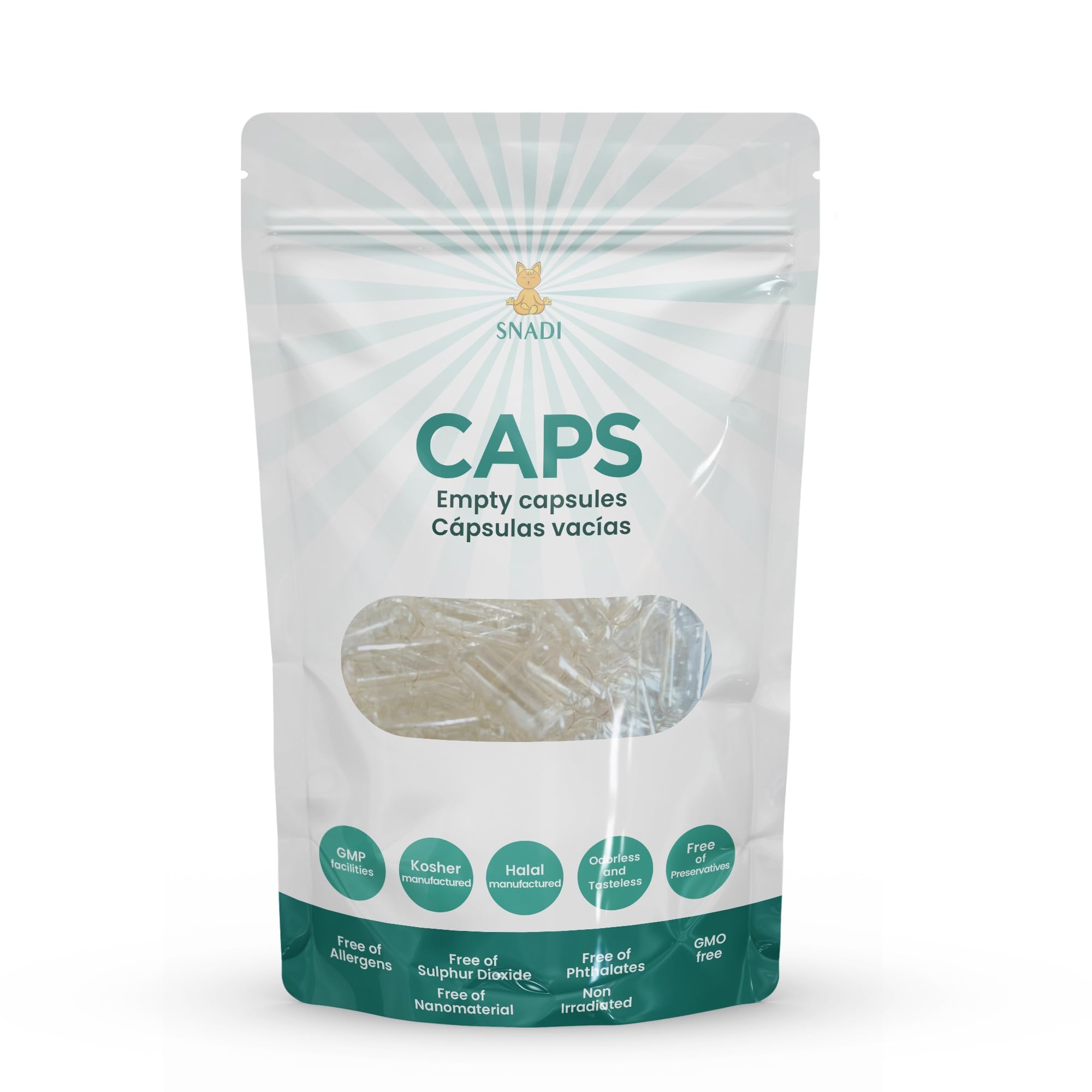 Vegan Capsules Empty - Size ‘’0’’ - 1000 Count. Empty Capsules Packed in 100% Biodegradable Bags.