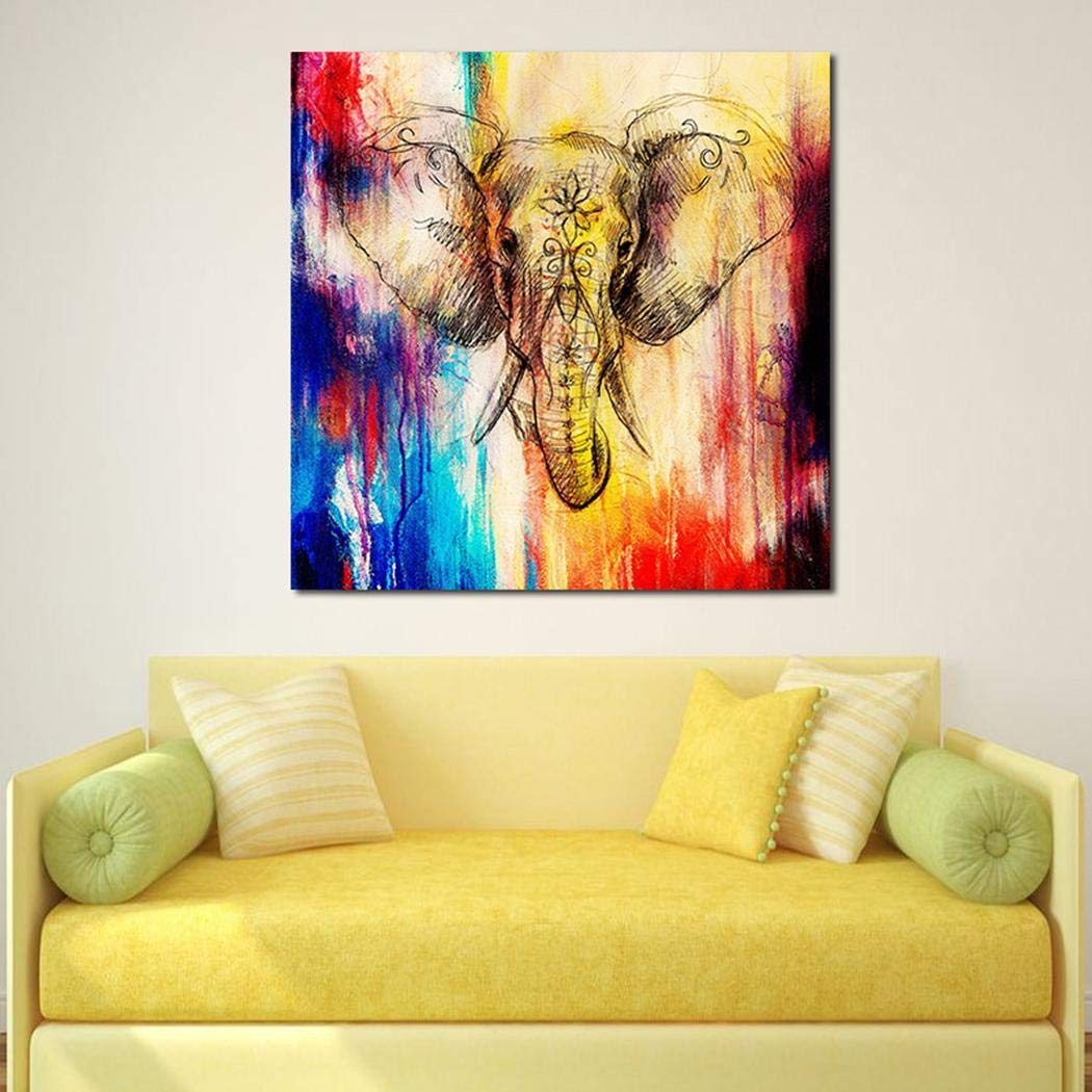 Oguine Art Abstract Elephant Flower Large Canvas Frameless Wall Art Animal Oil Painting on Canvas Print Wall Art Picture Home Wall Decor for Livingroom Bedroom Office