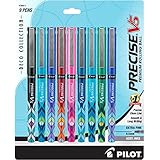 PILOT Precise V5 Deco Collection Rolling Ball Pens, Extra Fine Point, 9-Pack, Assorted Colors (38811)