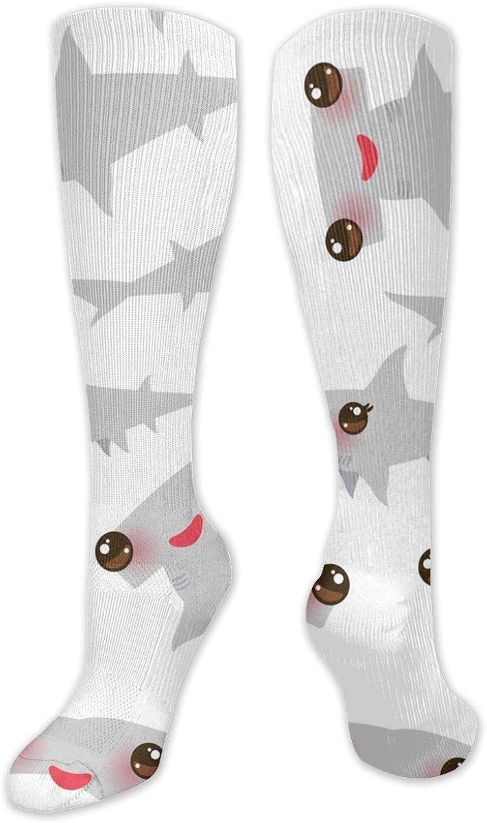 Sea Ocean Kawaii Gray Hammerhead Shark Compression Sock for Women & Men - Best for Running, Athletic Sports, Flight Travel 19.68"