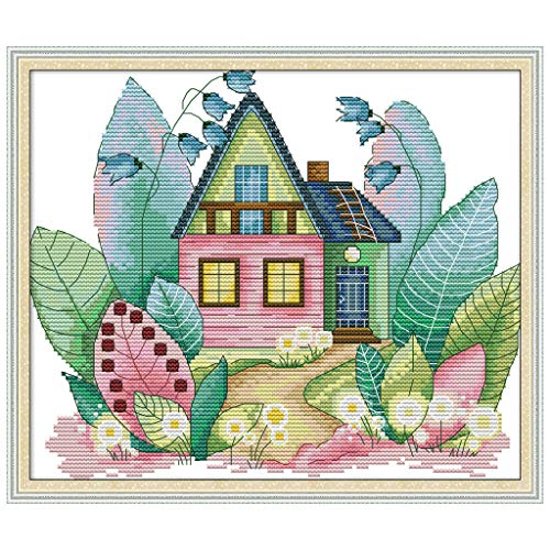 cici store DIY Counted Cross Stitch Kits-Magic Cabin Spring (2926Cm),Adults Handmade Needlework Embroidery Set for Wall Decor