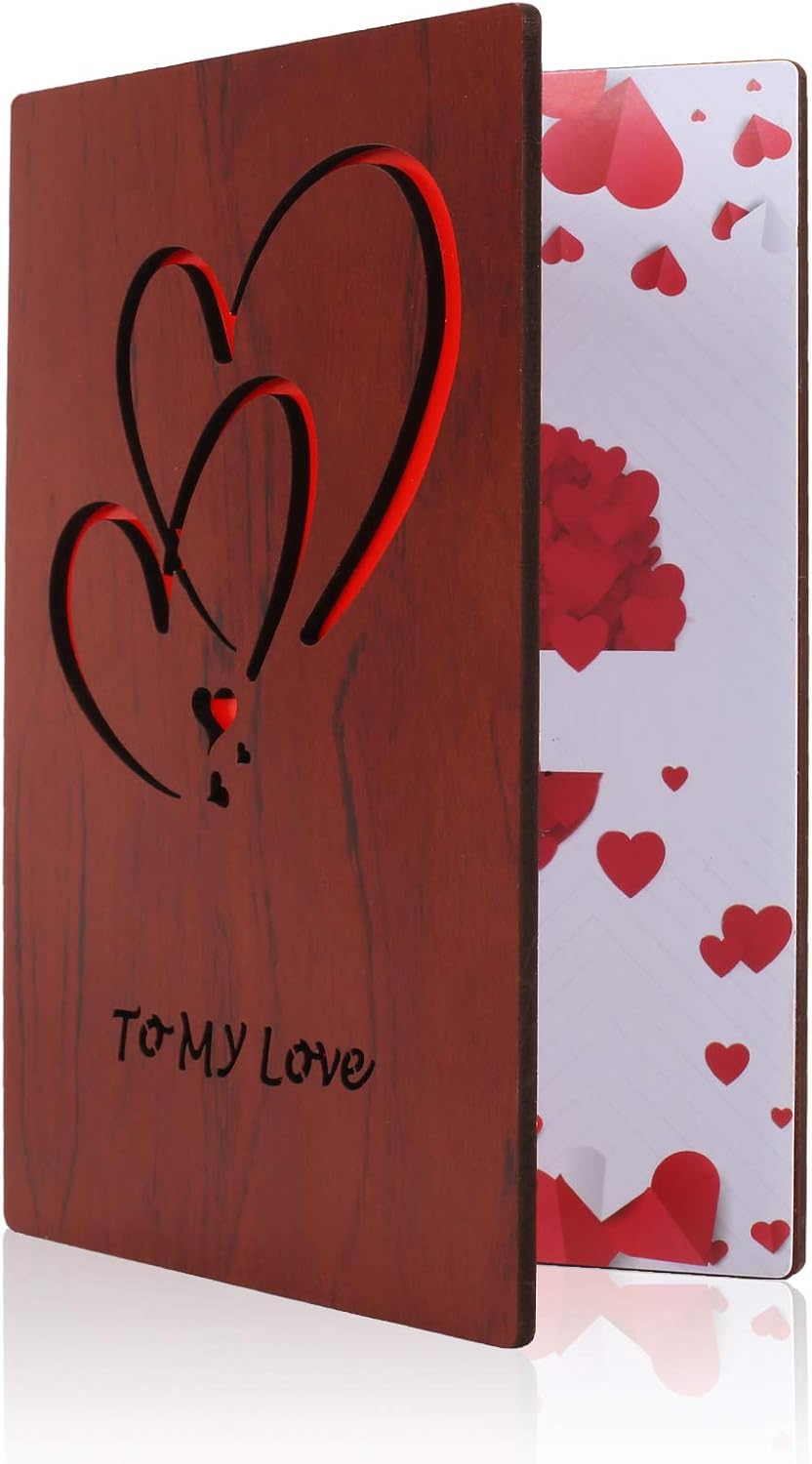 NACTECH Wooden Love Cards Valentine’s Day Card Mother’s Day Card for ...