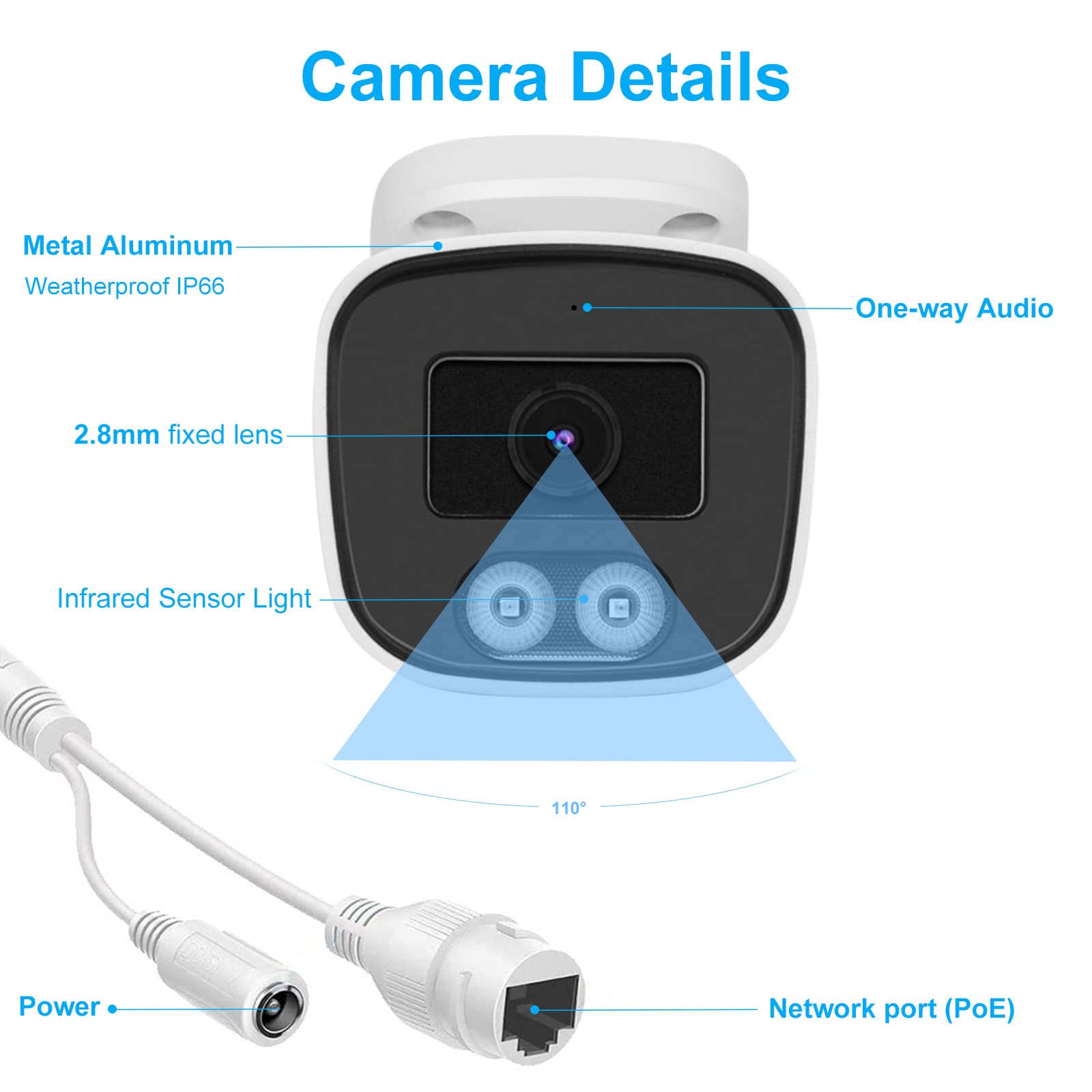 Anpviz 4MP PoE IP Bullet Camera with Microphone/Audio, IP Security Camera Outdoor Indoor, Night Vision 65ft, Waterproof IP66, 108° Wide Angle 2.8mm Lens, 24/7 Recording, NDAA Compliant (U Series)