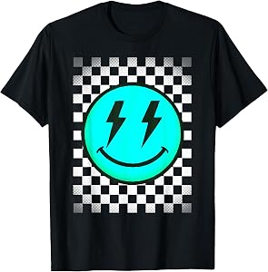 Checkered Pattern Smile Face T-Shirt