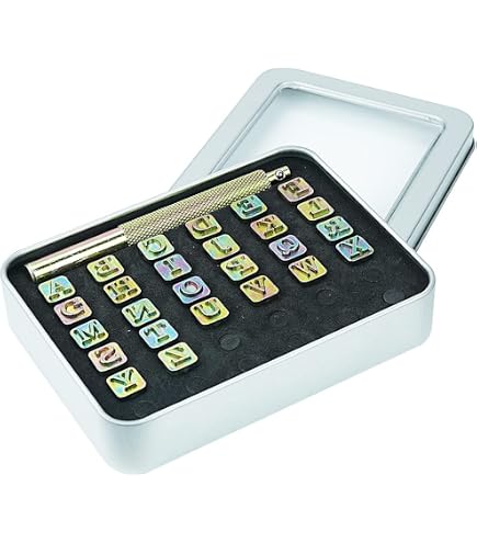 Japan Select 4-Piece Thumb Print Stamp Set For Leathercraft - Smooth, Checked, & Lined Impressions