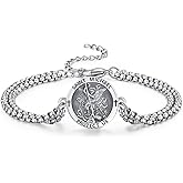 ADMETUS 925 Sterling Silver Patron Saint Bracelets | Amulet Protection Jewelry for Men with Double 7"+2" Rolo Chain