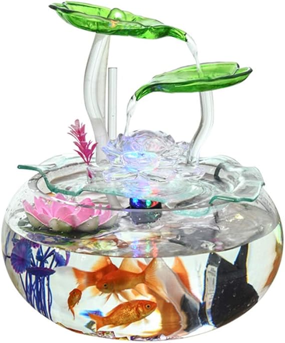 SKK Water Fountain Fish Tank Glass Fountain Waterfall Fountain Tiering