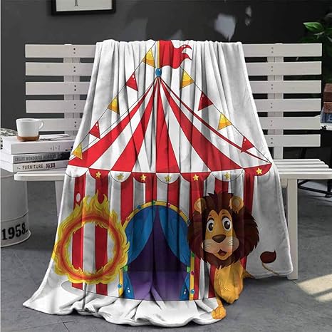  Circus Picture Blanket Funny Lion And Fire Hoop