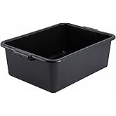 Winco 7" Black Bus Box Dish Tub for Restaurants | Heavy-duty, Stackable storage, Easy-grip handles