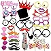 PartyWoo Photo Booth Props Diy Kit For Birthday Party,Pack Of 31:Various Colors Of Mustache,Glasses Frames,Ties,Lips,Crown,Pipe,Eyes,Hat and Happy Birthday Sign