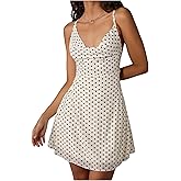 MakeMeChic Women's Mesh Polka Dots Mini Dress Cowl Neck Criss Cross Backless Y2k Dresses