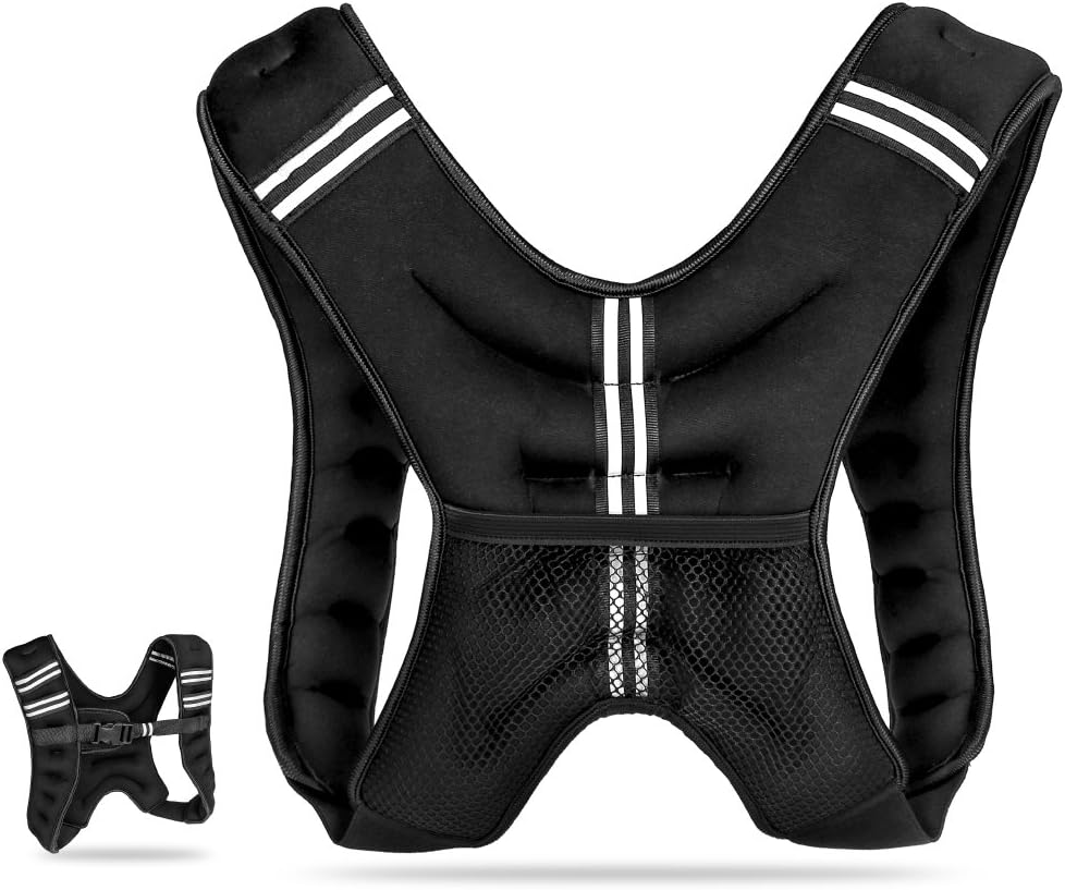 JBM Weighted Vest 12 lb 20lb for Men and Women Neoprene Fabric Sand Filling & Adjustable Buckle Strap for Workout Cross Fit Strength Training, Running, Muscle Building, Weight Loss, Fitness