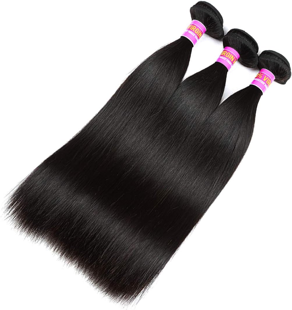 RN BEAUTY Mink 8A Brazilian Virgin Hair Straight 3 Bundles Deals 100% Unprocessed Good Cheap Weave Human Hair Extensions Remy Silky Straight Hair Natural Black Color 12 14 16 Inch