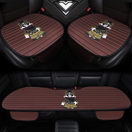 Amazon カーシートカバー ユニバーサルリネンクッション通気性パッド中国の伝統的な漫画のキャラクター3パックフロントリアキット 色 コー ヒー シートクッション 車 バイク