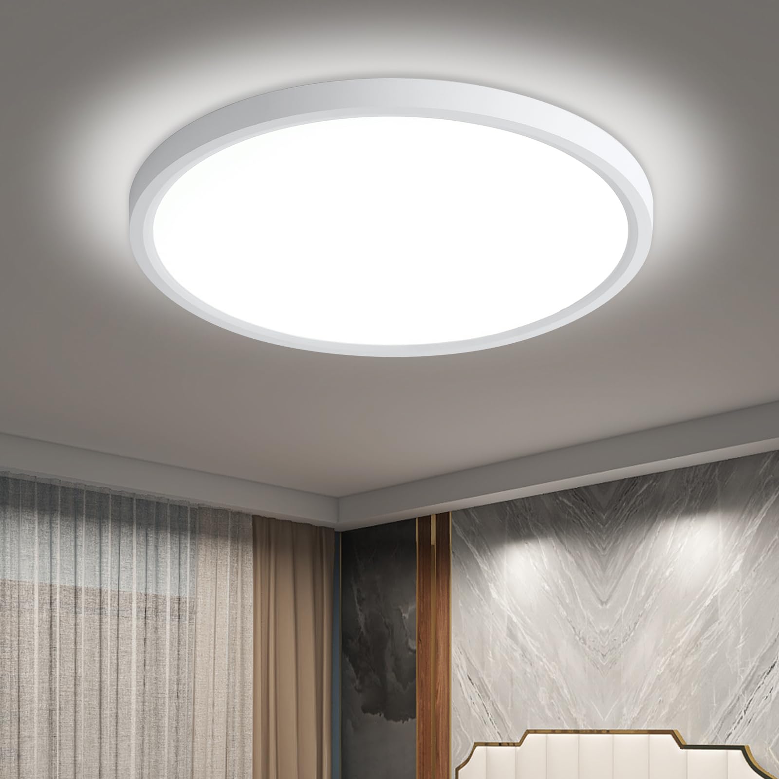 Photo 1 of Afaoel 12 "LED Ceiling Light 24W Color Temperature 5000K, Flat Circular Ceiling Light for Bedroom, Kitchen, utilities, Laundry, Closets, Hallways, Easy Installation (White -5000K, 12 Inch)