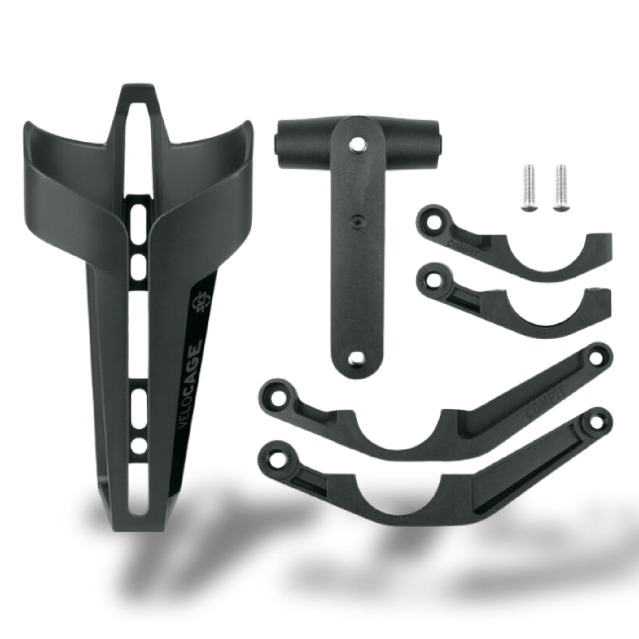 SKS GERMANY COM/CAGE VELO bottle cage with adapter for the handlebar (bike accessories including adapter for mounting on the handlebar, compatible with the COMPIT system), black