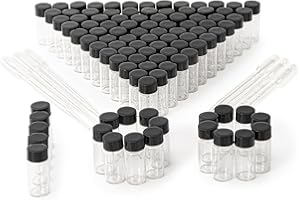 BKMAMLAB 5ml Clear Small Glass Vials 100pcs with Screw Caps(100pcs)…