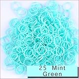 Kirinstores (TM) 600 PCS 24 Clips Bands Refills for Loom Rainbow Bracelet Dress Making (25 Mint Green)