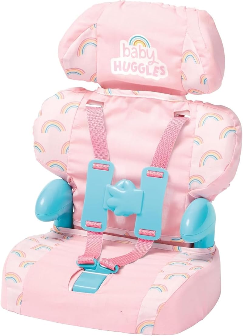 Casdon Baby Huggles Pink Booster Seat Car Seat Dolls 35cm Adjustable Headrest