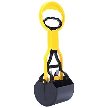 Exito Overseas Dog One-Handed Long Handle Solid High Strength Material and Durable Spring Pooper Scooper for Outdoor/Indoor Dogs, Cats, Animal Waste (Yellow, 28 cm)