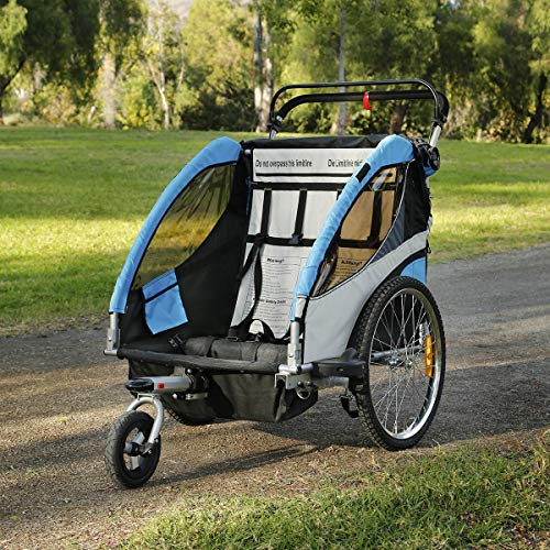 Clevr Elite 3in1 Double 2 Seat Bicycle Bike Trailer, Jogger, Stroller