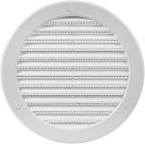 Vent Systems 125 mm White Soffit Vent Cover Round Grille with Mesh Screen