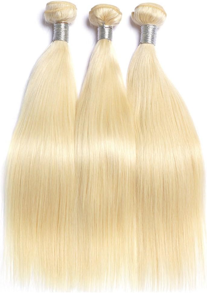 Mila Silky Straight Human Hair Weft Platinum Blonde 613# Brazilian Remy Hair Bundles 3 Bundles/300gram (10"10"10")