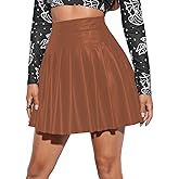 Women's Faux Leather Mini Skirt Classic high Waisted Skirt Pleated Skirt PU Skirt