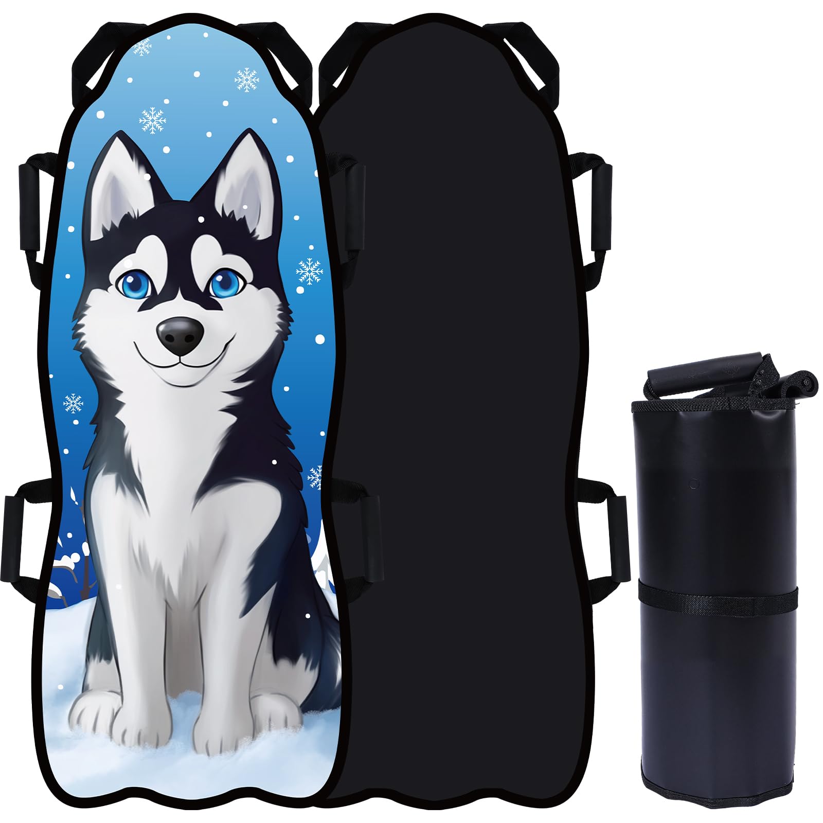 Photo 1 of Soulchen 45" x 18" Foldable Snow Sled Husky Dog Portable Snow Boards for Kids and Adults Strong and Durable Snowboard Toys for Outdoor Handles with Steering for Winter