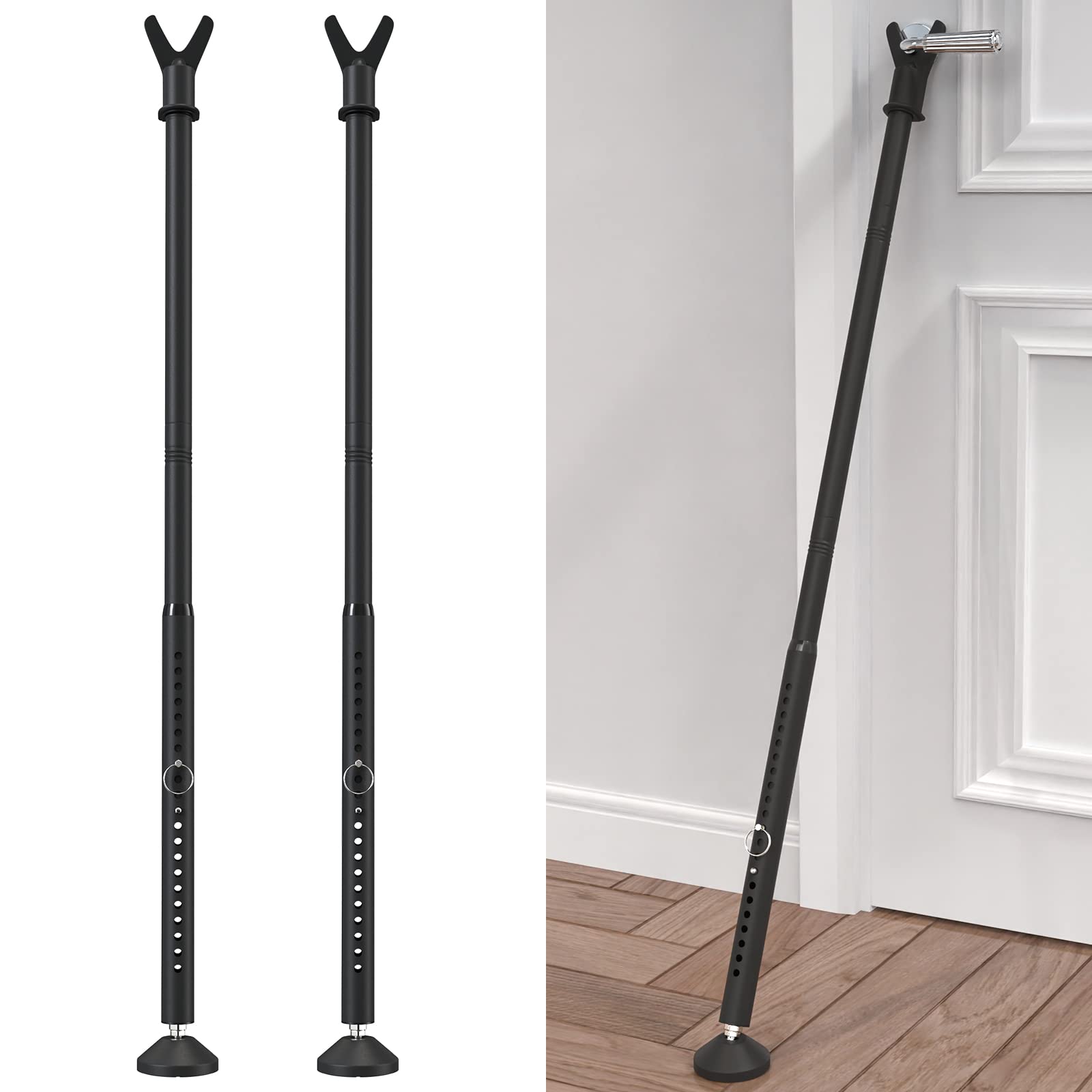 Door Security Bar, Sliding Patio Door Security Bar, Sliding Door Lock for Patio Door, Sliding Door, Window, Apartment, Home, Hotel Room, Removable Security Jammer Bar, Frosted Black（2 Pack）