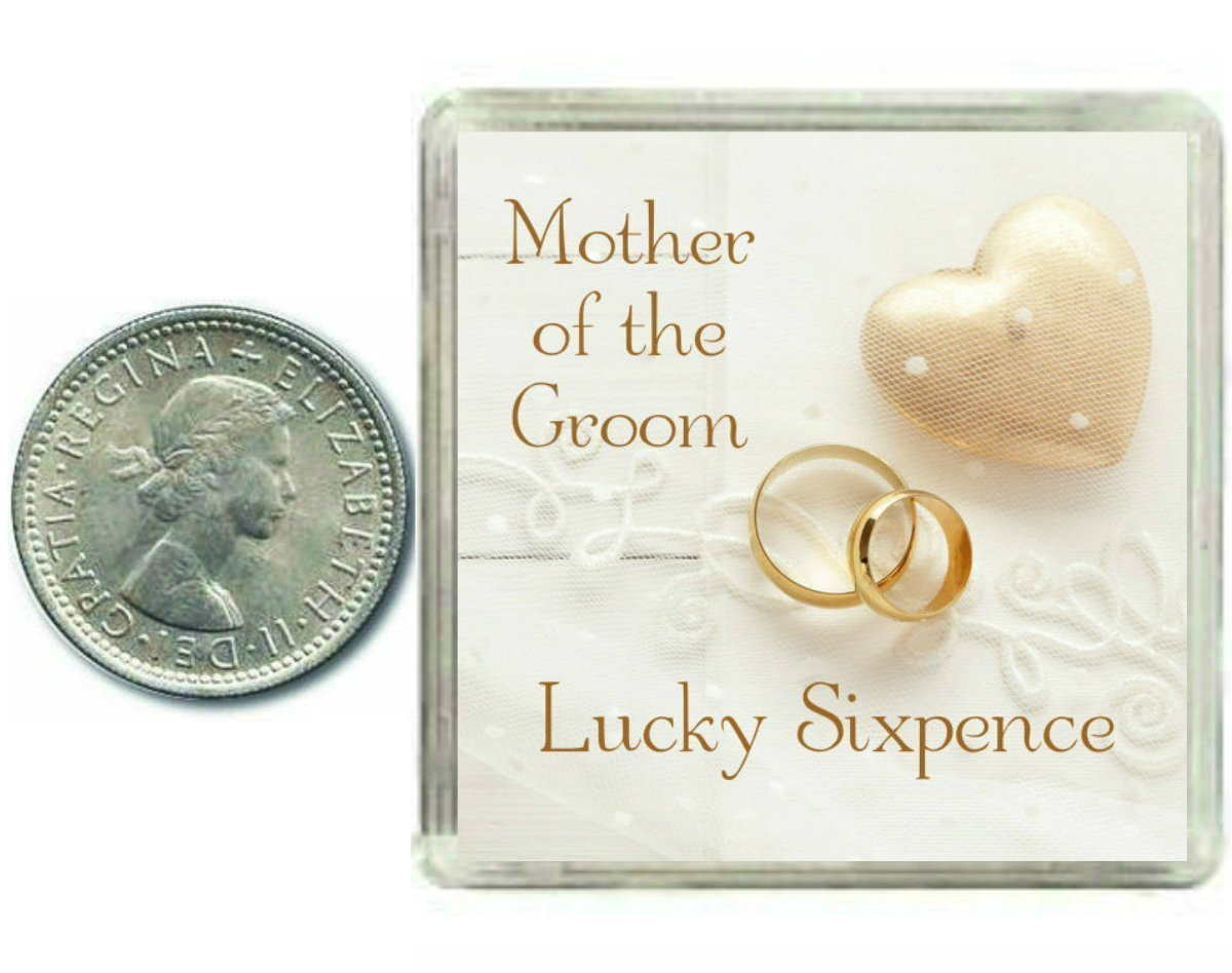 Lucky Wedding Sixpence Coin for Mother of The Groom & Traditional Thank You Gift idea. Fun Wedding Day Favour Keepsake Gift for your Mum or Mother in Law