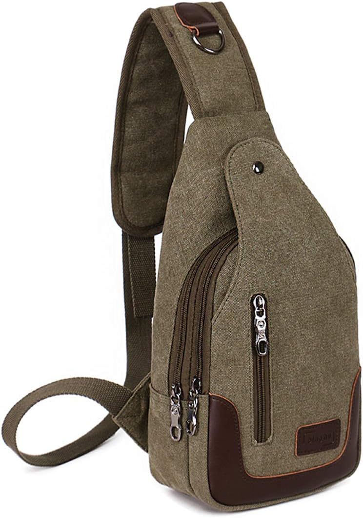 Multipurpose Daypacks Canvas Chest Pack Crossbody Casual Sling Bag Shoulder Bag Army Green
