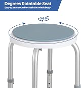 Panana 360° Swivel Shower Stool Aluminium Frame 7-Level Height Adjustable view 6