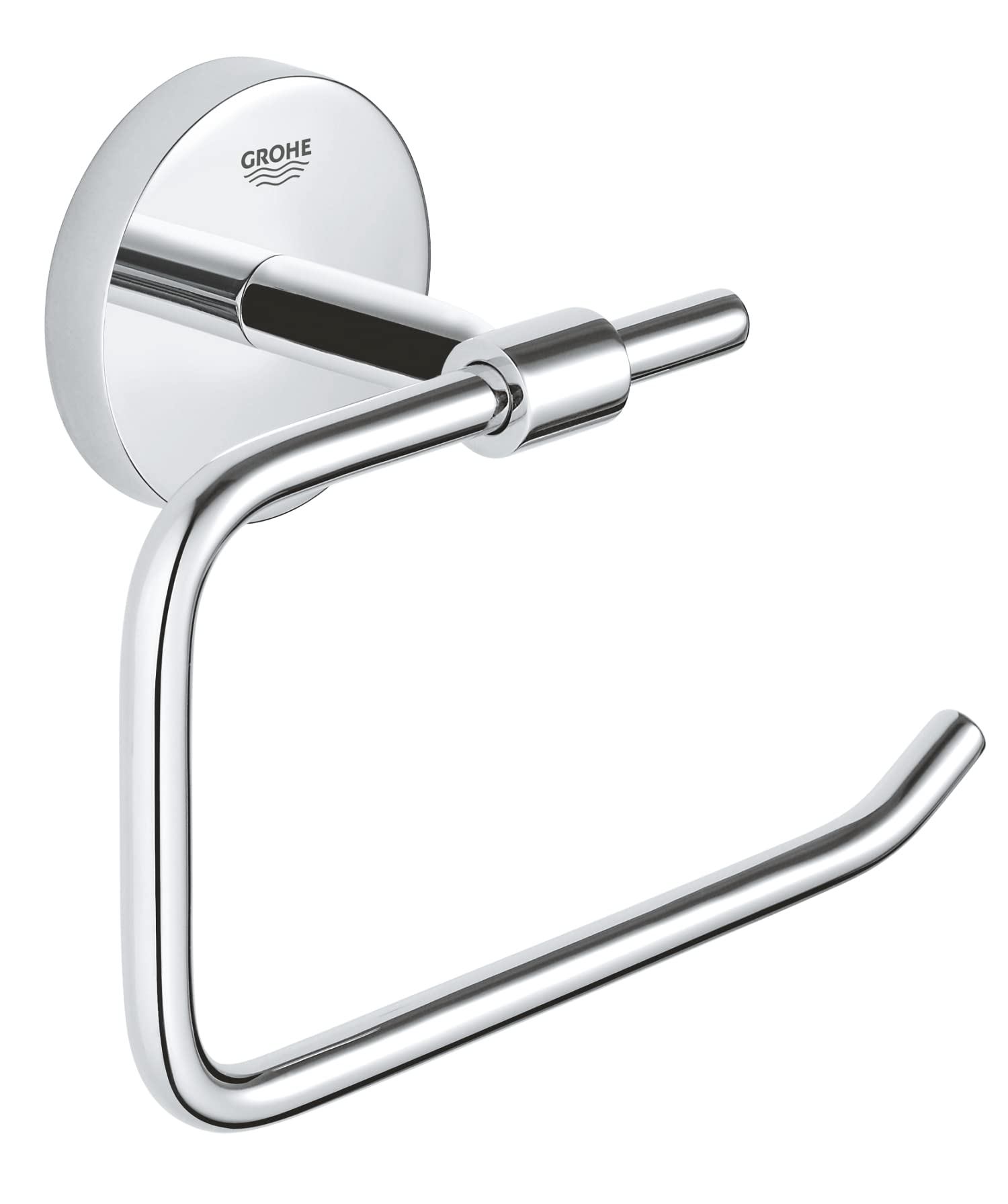 GROHE Start Cosmopolitan QuickFix Toilet Roll Holder without Cover (Metal, Concealed Fastening, Including Screws and Dowels, Extra Easy to Fit with GROHE QuickGlue), Size 153 x 109mm, Chrome, 41165000